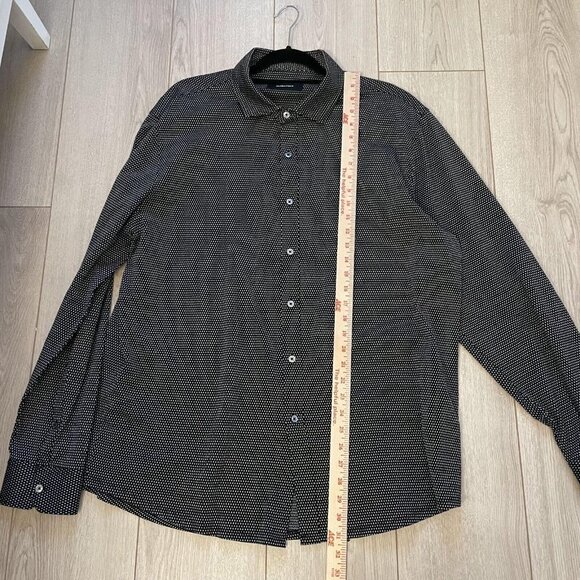 Bugatchi Spread Collar Button Up Shirt Men's 2-X Large Black Long Sleeve - Picture 2 of 10